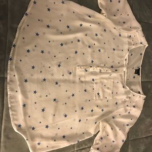 Torrid White sheer blouse w/stars